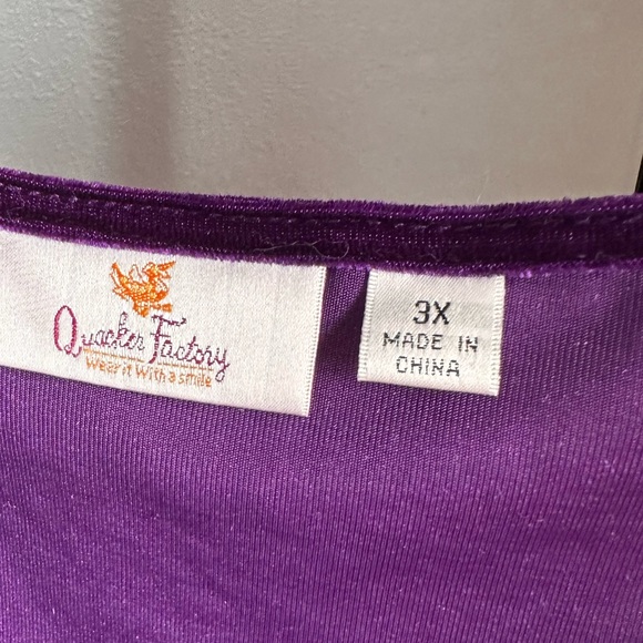 Quaker factory 3X velour purple long sleeve top - Picture 3 of 4